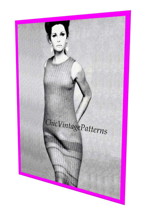 Knitted Dress Pattern, Ladies Ankle-Length Singlet Dress, Digital Download