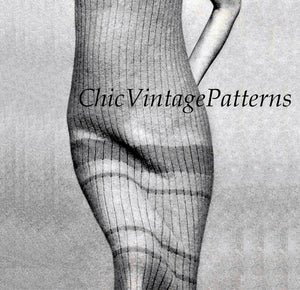 Knitted Dress Pattern, Ladies Ankle-Length Singlet Dress, Digital Download