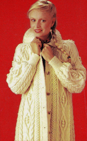 Ladies Aran Coat Knitting Pattern, Stunning Coat, Instant Download