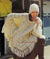 Knitted Poncho and Hat Pattern, Ladies Fringed Aran Poncho, Instant Download