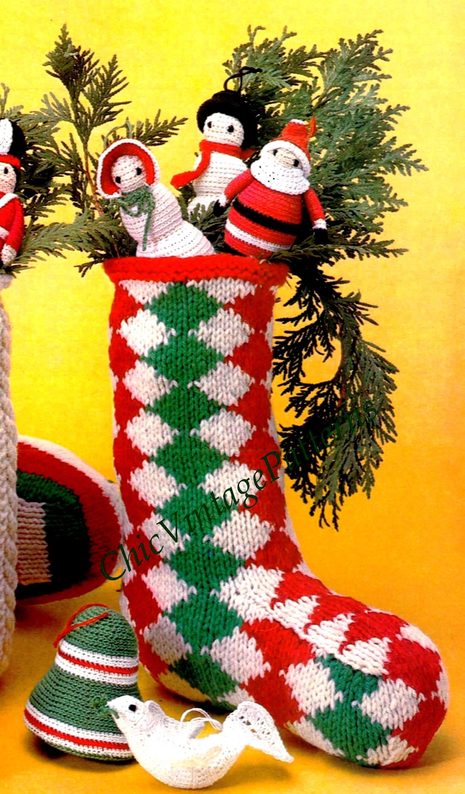Christmas Stocking Knitting Pattern, Argyll Stocking, Instant Download Pattern