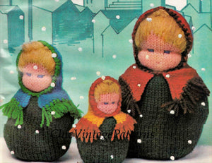 Easy Baba Doll Pattern, Three Knitted Dolls, Russian Dolls, Digital Pattern