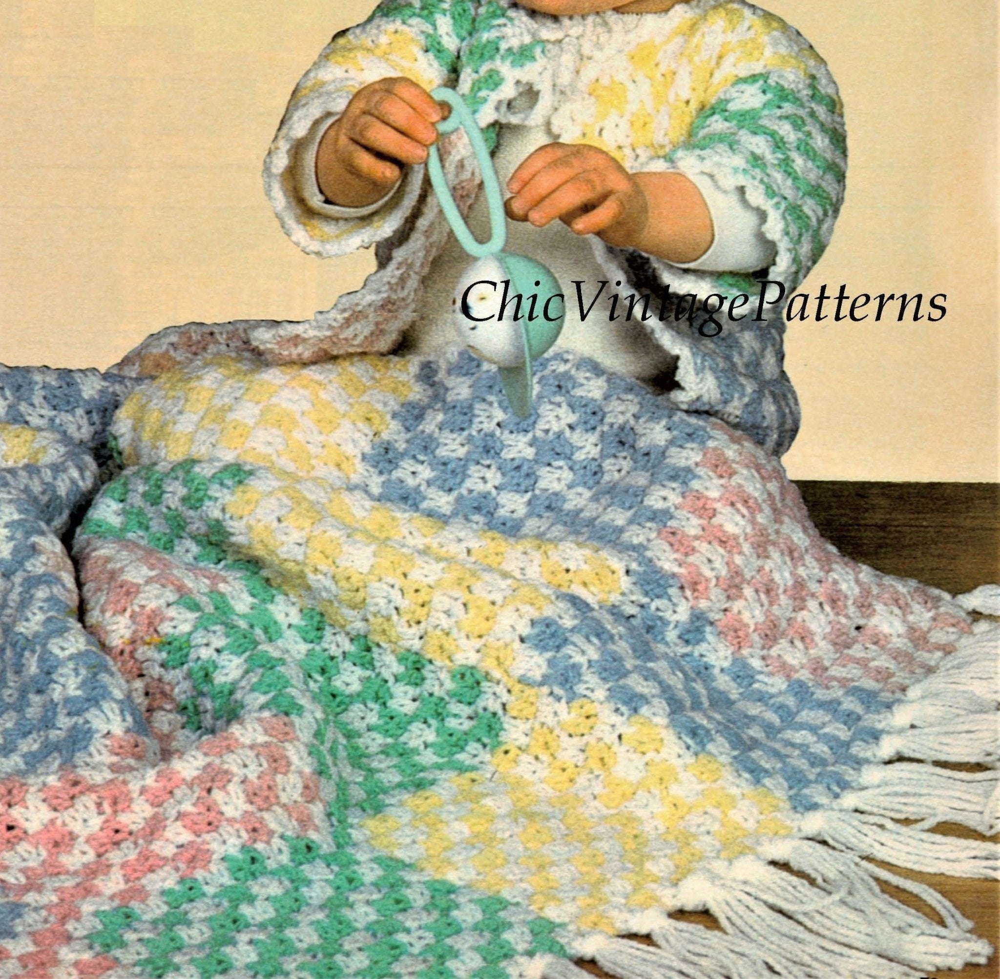Babies Crochet Blanket, Hat and Jacket Pattern, Instant Download
