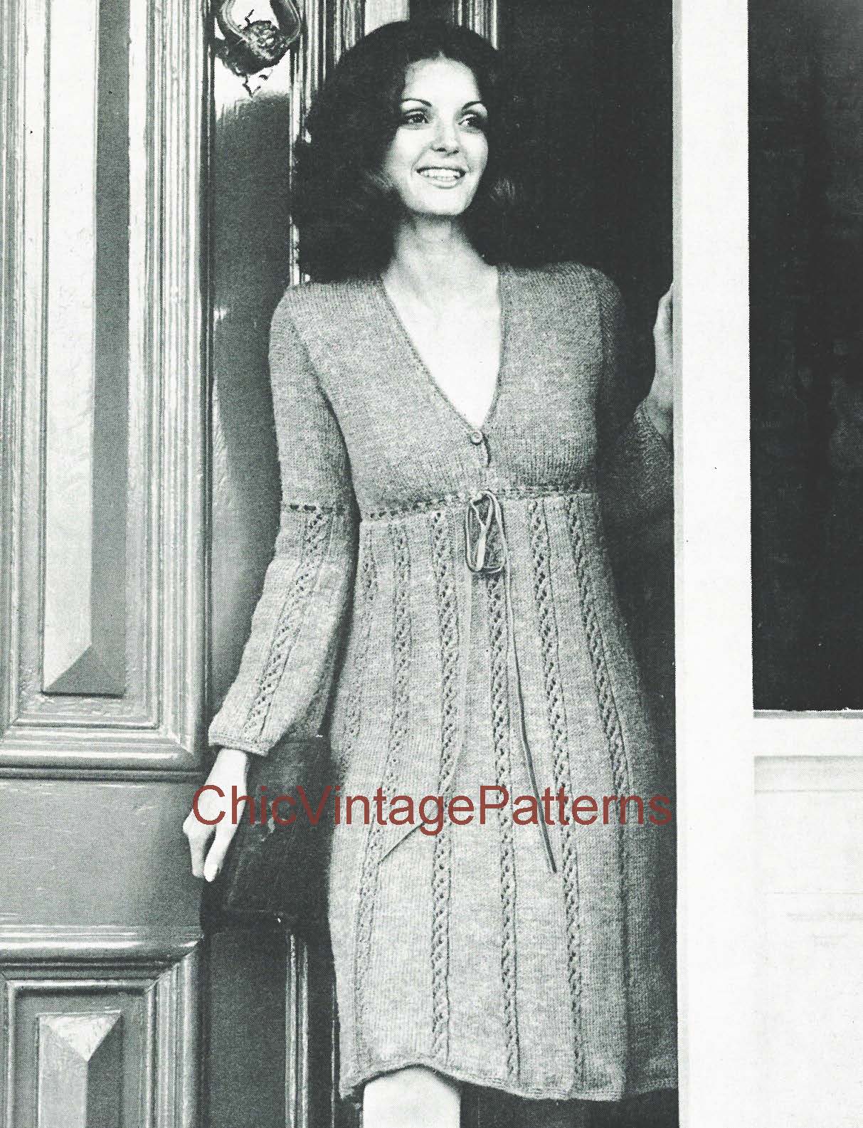 Ladies Knitted Dress Pattern, 1950's, Babydoll Style, Instant Download Ladies Knitted Dress Pattern, 1950's, Babydoll Style, Instant Download
