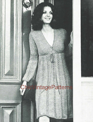 Ladies Knitted Dress Pattern, 1950's, Babydoll Style, Instant Download