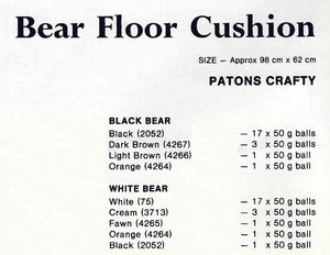 Floor Cushion Pattern, Bear Floor Cushion Hooking Pattern, Digital Download