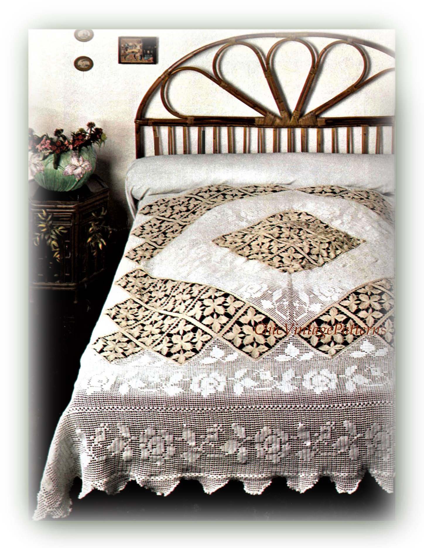 Crochet Bedspread Pattern, Heirloom Bedspread | ChicVintagePatterns
