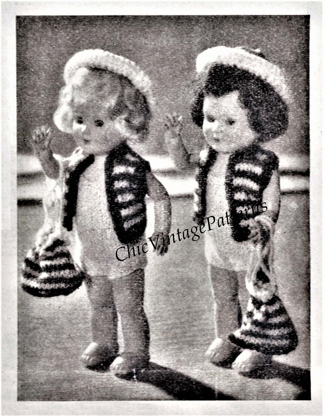 Knitted Doll's Clothes Pattern, 6.1/2 inch Doll, Instant Download