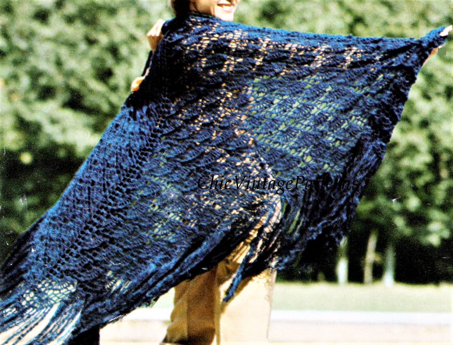 Crochet Lacy Shawl Pattern, Triangular Wrap