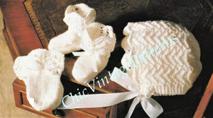 Knitted Bonnets, Bootees and Mittens Pattern, Three Styles, Instant Download