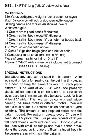 Crochet Doll's Dress Pattern, Lace and Crochet Gown, Instant Download