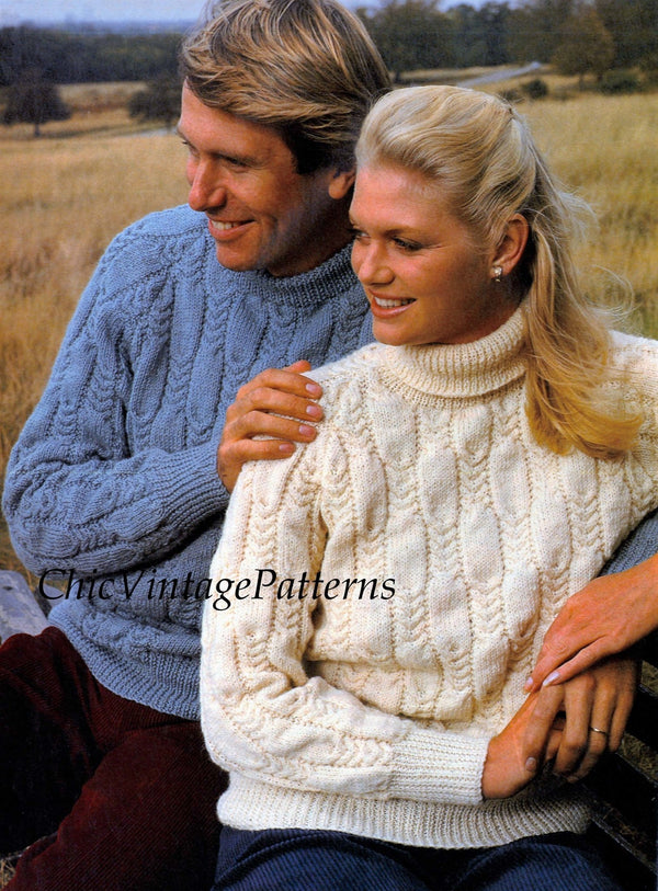 His & Her Knitted Jumper Pattern | ChicVintagePatterns
