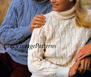 His & Her Knitted Jumpers, Ladies and Men's Sweaters, Instant Download