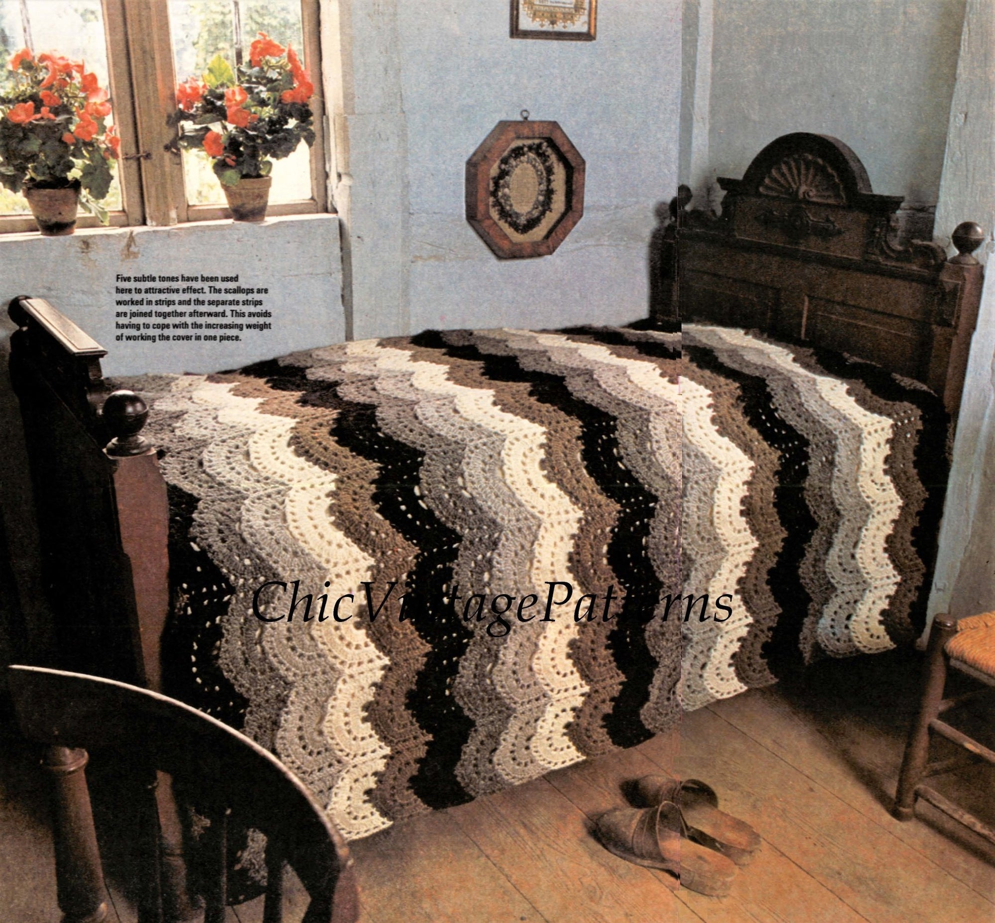 Crochet Bedspread Pattern, Home Decor, Instant Download