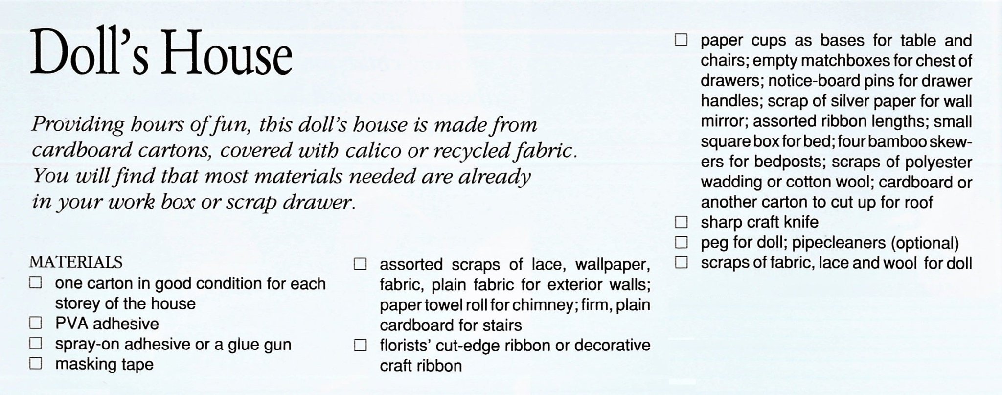 Cardboard Box Doll's House Pattern, Digital Download