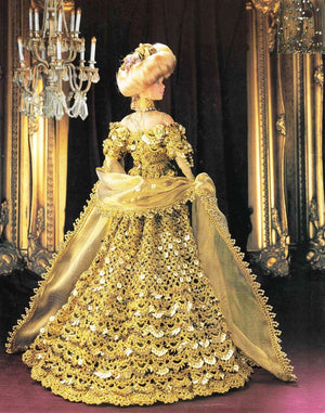 Crochet Doll's Dress, 11.1/2 inch Doll, PDF Crochet Pattern, Celebration Dress