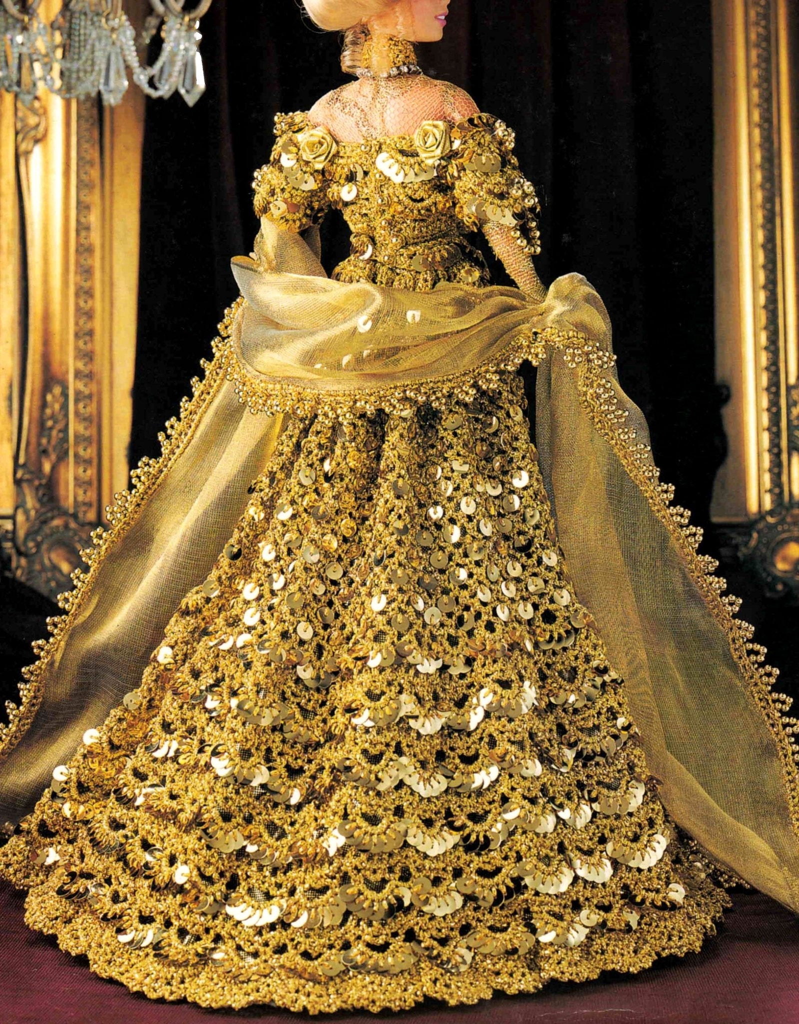 Crochet Doll's Dress, 11.1/2 inch Doll, PDF Crochet Pattern, Celebration Dress