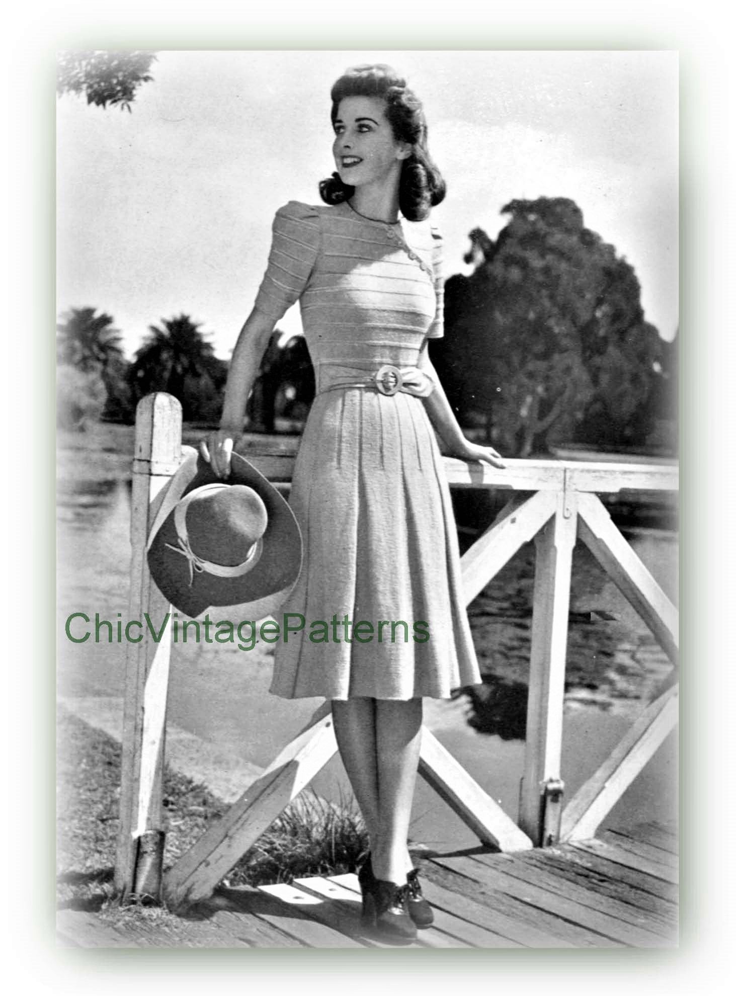 1940's Ladies Knitted Dress Pattern