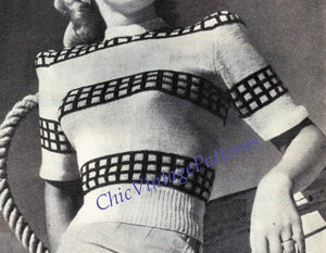 1940's Ladies Sweater Knitting Pattern, Instant Download