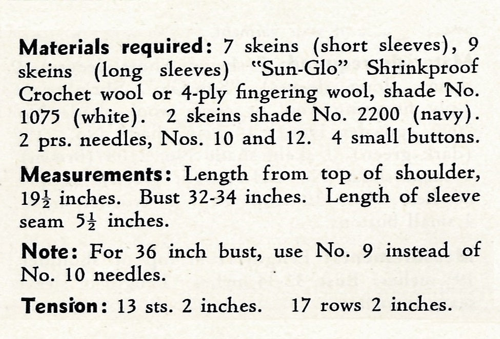 1940's Ladies Sweater Knitting Pattern, Instant Download