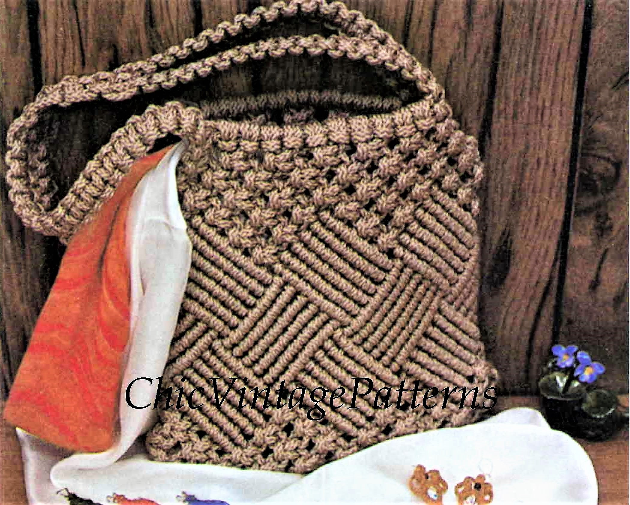 Vintage Style Macrame Handbag/ Macrame Shoulder Bag/ 70s Style Purse/ –  whatKnothandmade