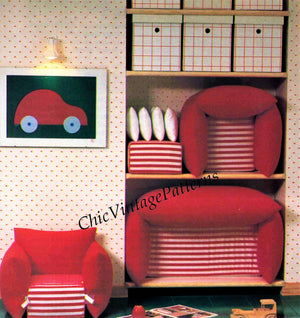 Children's Furniture Sewing Pattern, Sofa and Chair, Instant Download