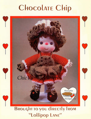 Lollipop Lane Doll Pattern, "Chocolate Chip", Instant Download
