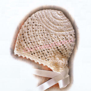 Babies Christening Bonnet Crochet Pattern, Instant Download