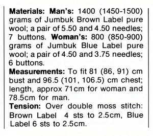Aran Cardigan Knitting Pattern, Matching His or Her Jacket, Digital Download