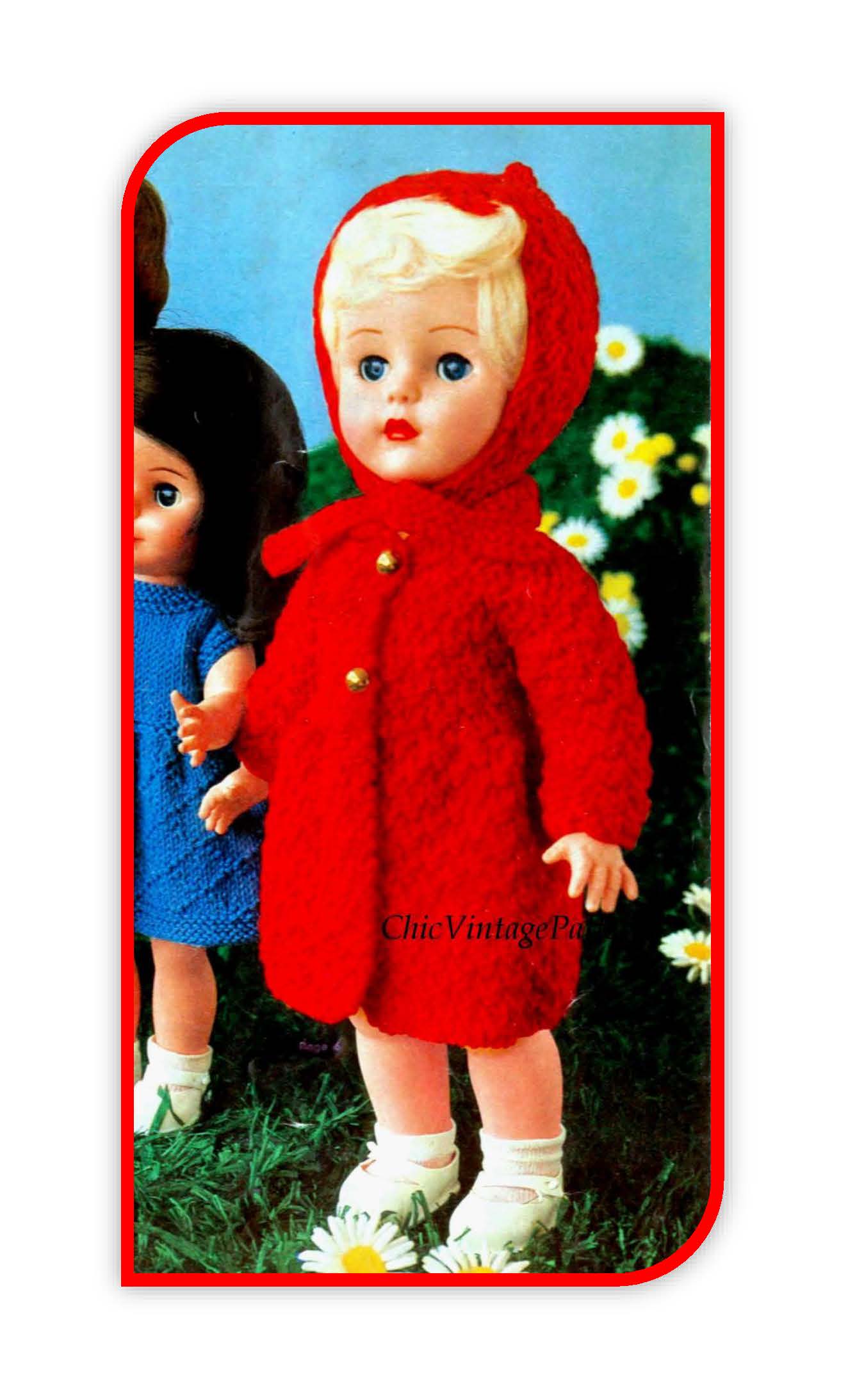 Doll's Coat and Pixie Hood Pattern, Instant Download