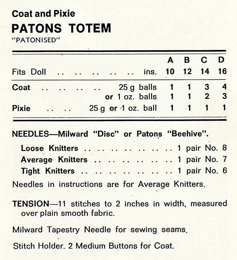 Doll's Coat and Pixie Hood Pattern, Instant Download