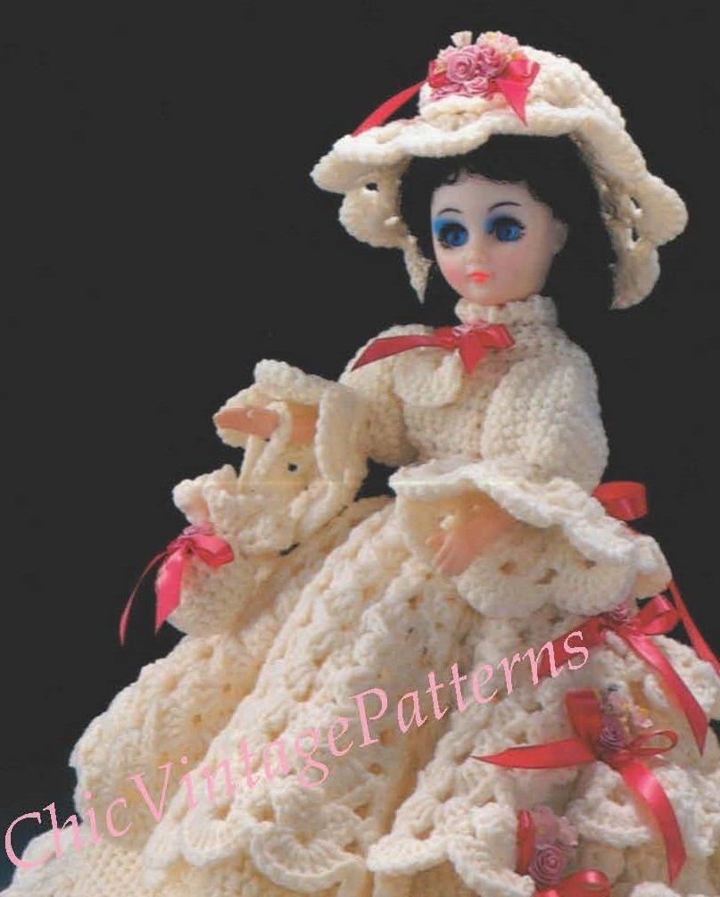 Dolls Dress Pattern, 15" Doll, Period Dress, PDF Crochet Pattern