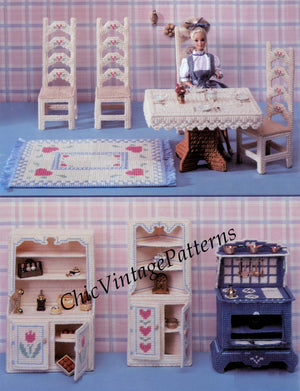 Plastic Canvas Country Kitchen Pattern, Fashion Doll, Instant Download
