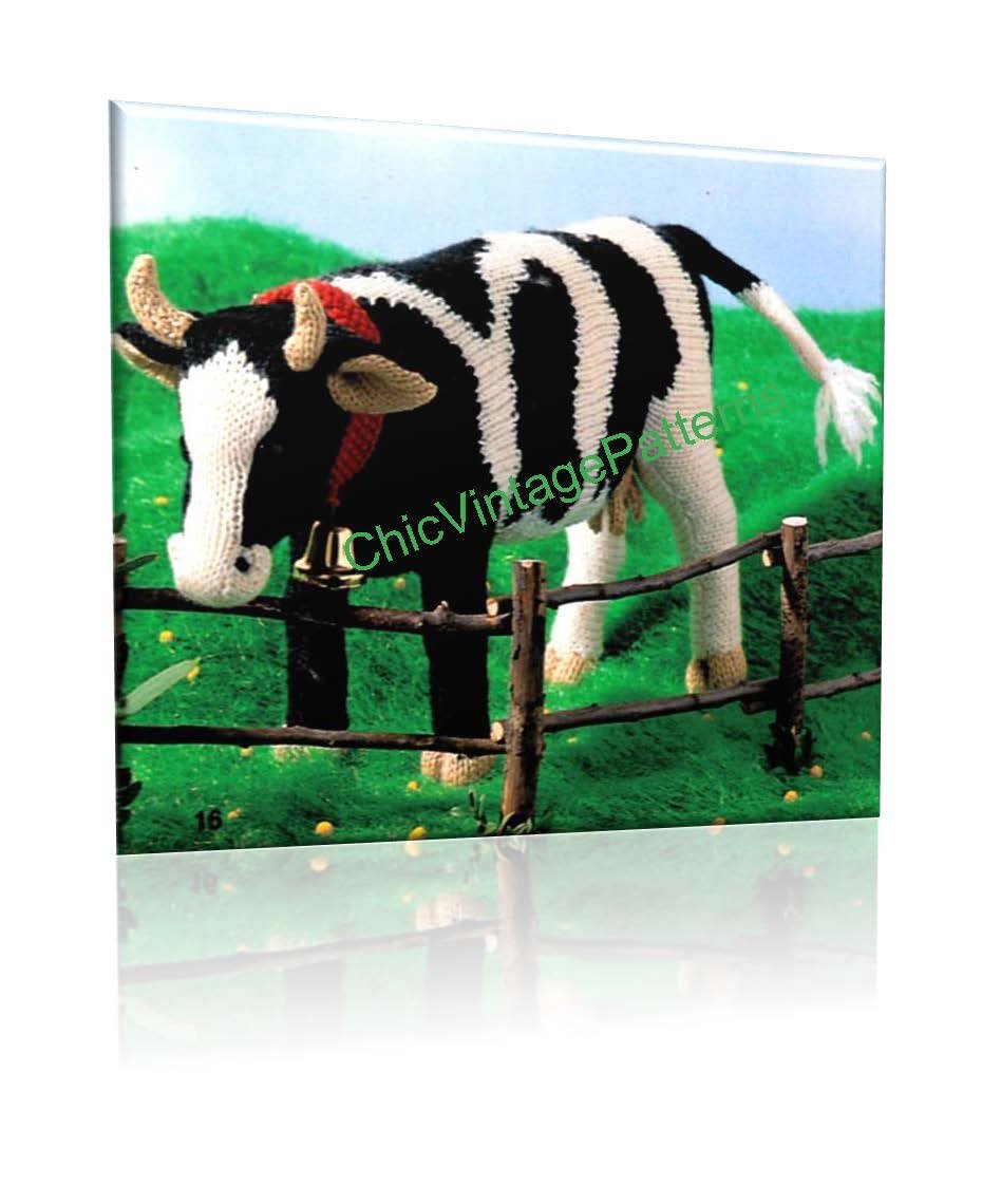 Knitted Cow Pattern, Soft Toy, Digital Download, Farmyard Animal