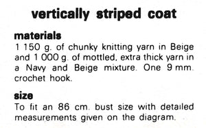 Crochet Coat Pattern, Ladies Striped Coat and Hat, Instant Download