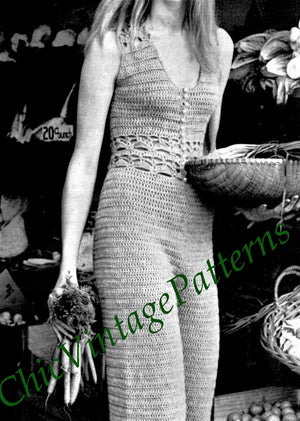Crochet Ladies Jumpsuit Pattern, Summer, Holiday, Resort, Instant Download