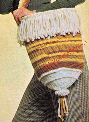 Large Crochet Bag Pattern, Retro Tote Bag, Instant Download