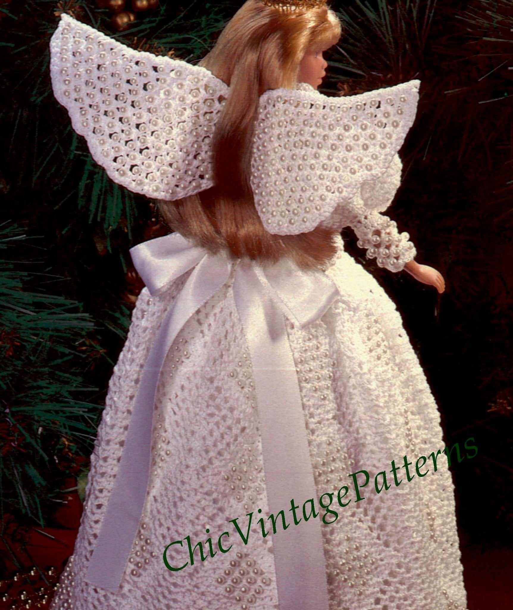 Crochet Doll Angel Dress Pattern,11.5 inch Doll | ChicVintagePatterns Crochet Doll Angel Dress Pattern,11.5 inch Doll | ChicVintagePatterns