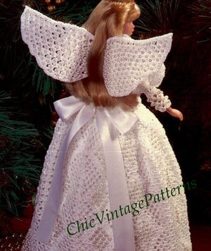 Doll Angel Dress Crochet Pattern, Christmas Decoration, 11.5 inch Doll, Instant Download