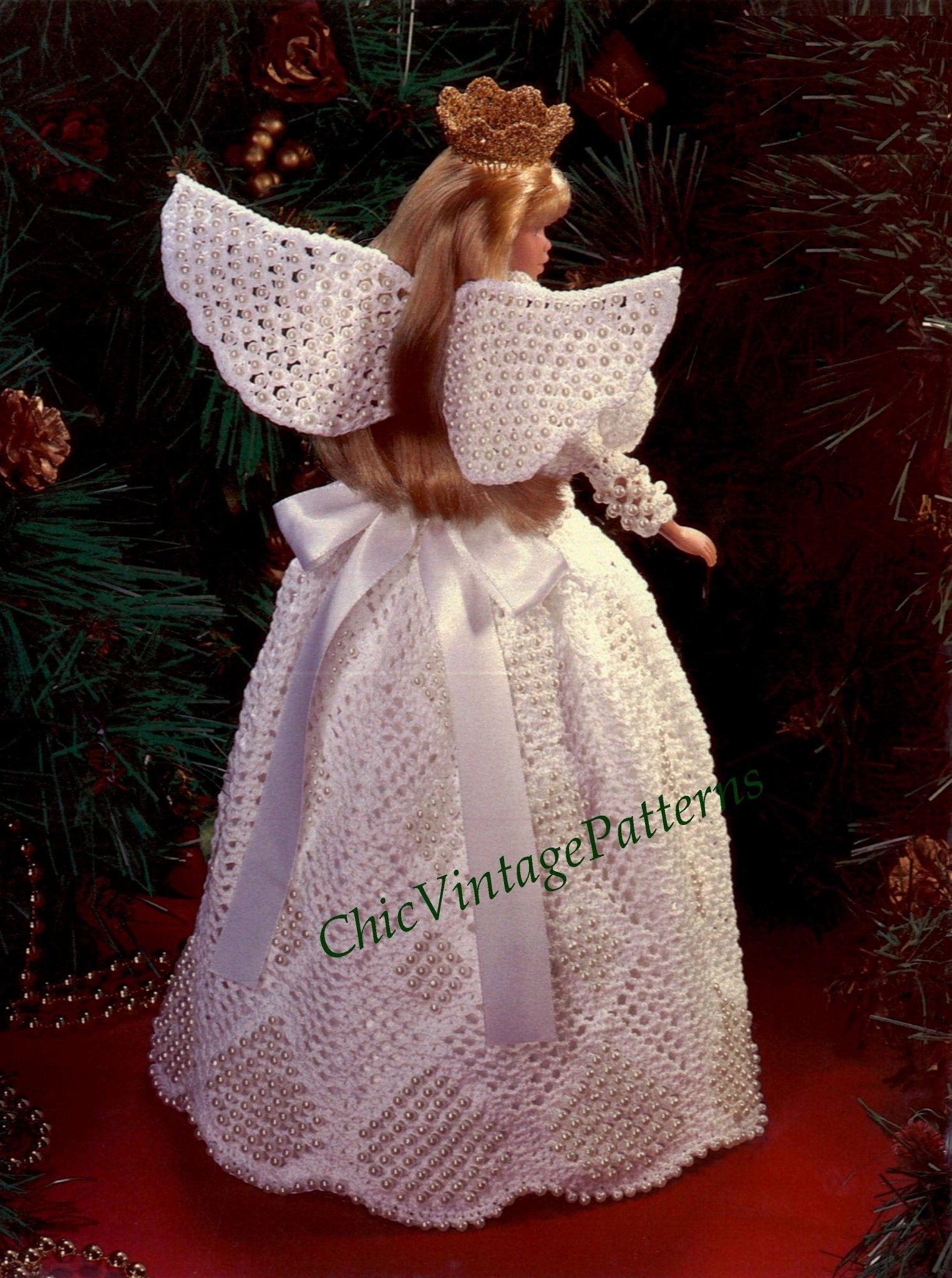 Doll Angel Dress Crochet Pattern, Christmas Decoration, 11.5 inch Doll, Instant Download
