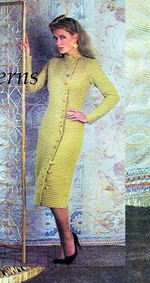 Ladies Crochet Dress Pattern, Slim Oriental Coat Style, Digital Pattern