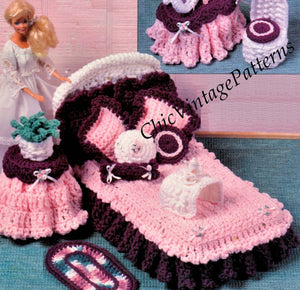 Fashion Doll's Bedroom Furniture Crochet Pattern, Instant Download
