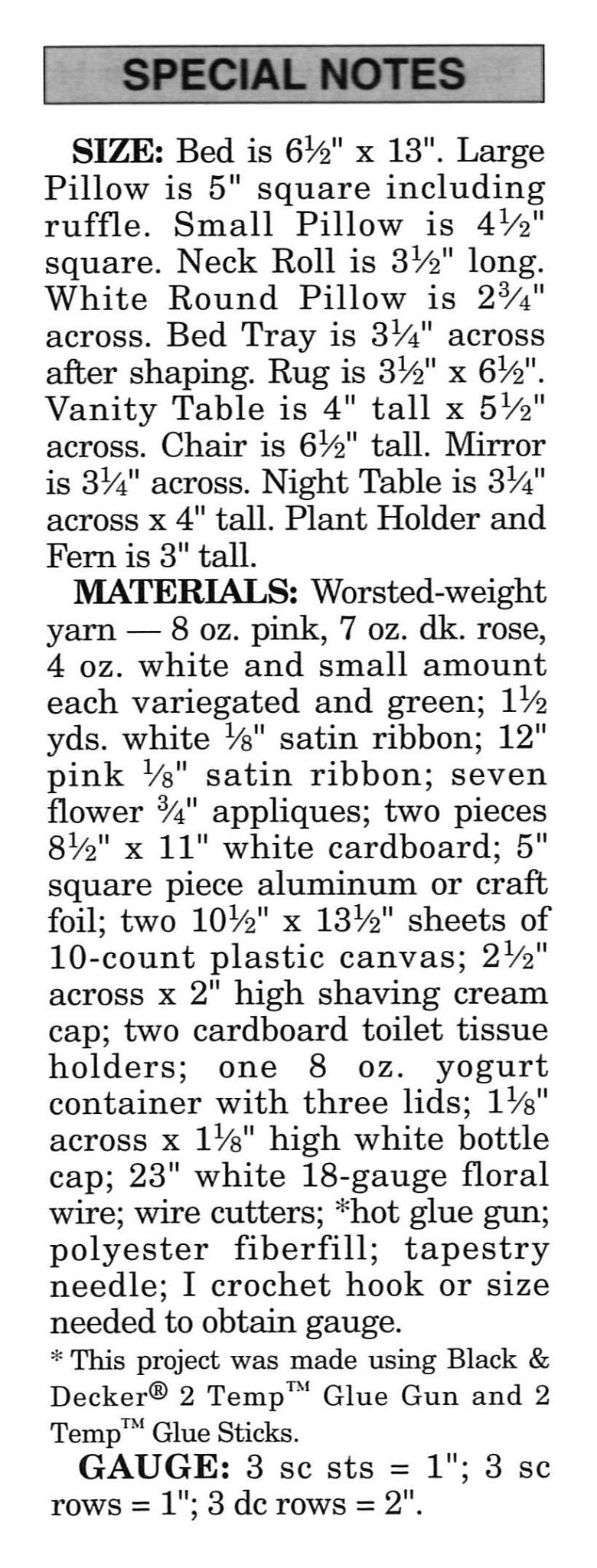 Fashion Doll's Bedroom Furniture Crochet Pattern, Instant Download