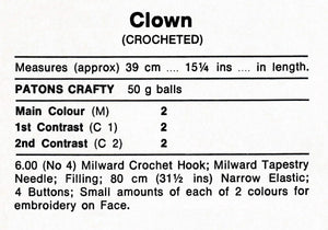 Crochet Clown Doll Pattern, Digital Pattern