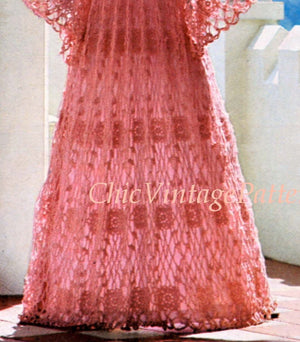 Crochet Ladies Caftan Pattern, Lacy Motif Dress, Instant Download