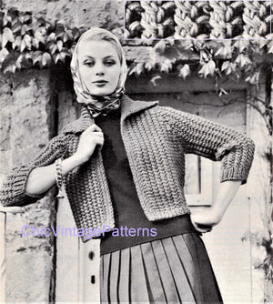 Ladies Cropped Jacket Pattern, Easy, Fast Knit, Instant Download