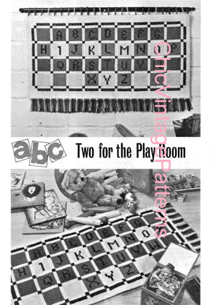 Cross Stitch Nursery Floor Rug and Wall Panel, Instant Download