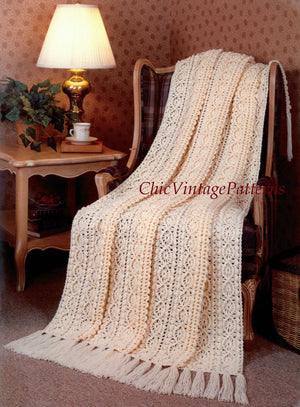Crochet Afghan Rug PDF Pattern, Lacy Design, Instant Download
