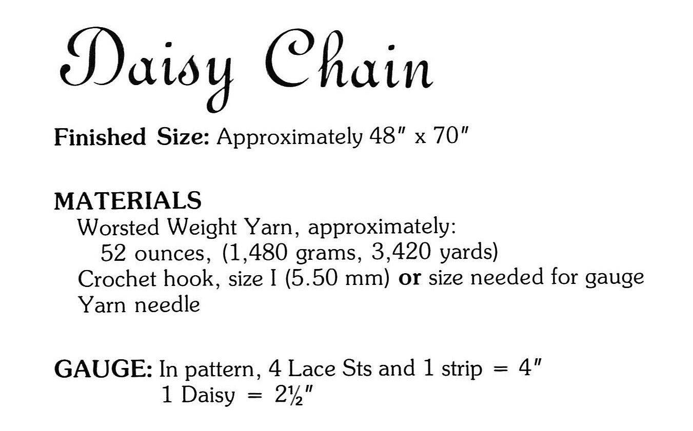 Crochet Afghan Rug, Daisy Chain Rug, Lacy Design, Instant Download