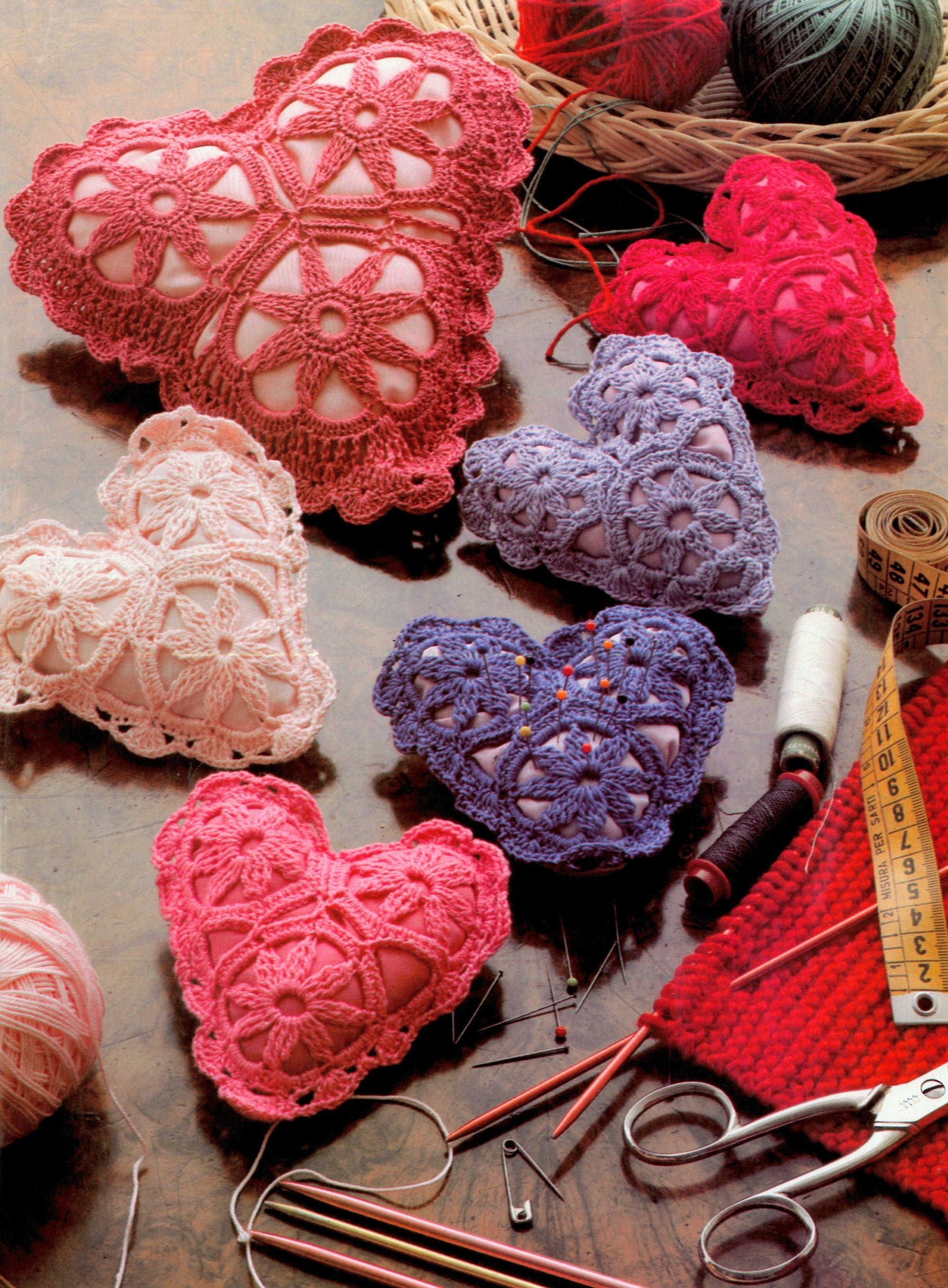 Crochet Little Heart Cushions, Digital Pattern, Wedding Favour